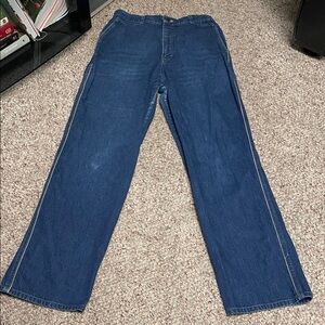 Vintage 80s Calvin Klein high rise dark Blue with side stripe womens Jeans
